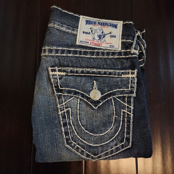 True Religion, men jeans cotton W30, relaxed, Straight w/ flap